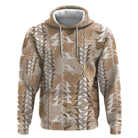 Beige Hawaii Tapa Pattern Hoodie With Heliconia Vintage Style LT05 Pullover Hoodie Beige - Polynesian Pride