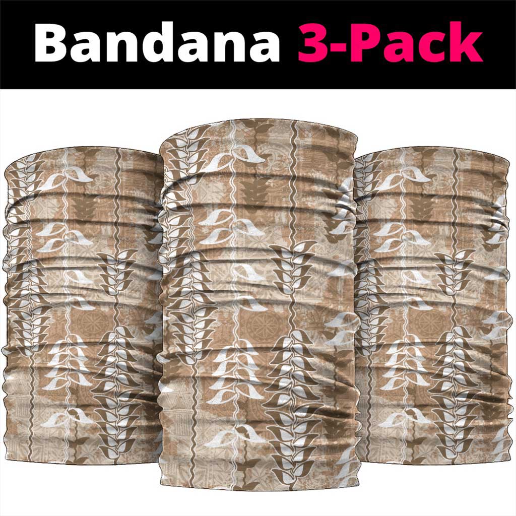 Beige Hawaii Tapa Pattern Neck Gaiter With Heliconia Vintage Style LT05 package One Size: 25*50cm Beige - Polynesian Pride