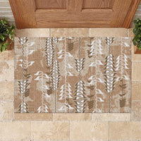 Beige Hawaii Tapa Pattern Rubber Doormat With Heliconia Vintage Style LT05 Beige - Polynesian Pride