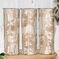 Beige Hawaii Tapa Pattern Skinny Tumbler With Heliconia Vintage Style LT05 - Polynesian Pride