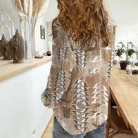 Beige Hawaii Tapa Pattern Women Casual Shirt With Heliconia Vintage Style LT05 - Polynesian Pride