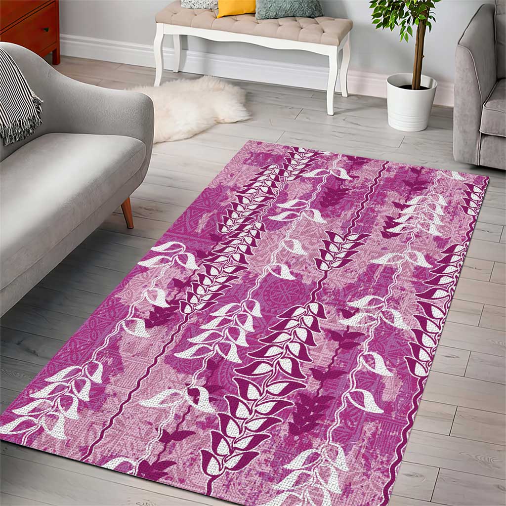 Magenta Hawaii Tapa Pattern Area Rug With Heliconia Vintage Style LT05 - Polynesian Pride