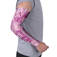 Magenta Hawaii Tapa Pattern Arm Sleeves With Heliconia Vintage Style LT05 - Polynesian Pride