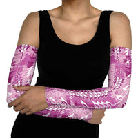 Magenta Hawaii Tapa Pattern Arm Sleeves With Heliconia Vintage Style LT05 - Polynesian Pride