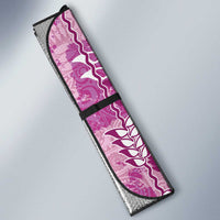 Magenta Hawaii Tapa Pattern Auto Sun Shade With Heliconia Vintage Style LT05 - Polynesian Pride