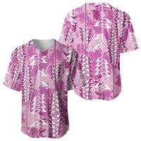 Magenta Hawaii Tapa Pattern Baseball Jersey With Heliconia Vintage Style LT05 - Polynesian Pride