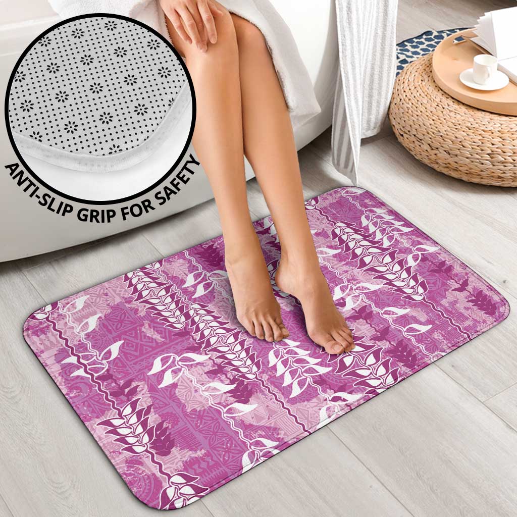 Magenta Hawaii Tapa Pattern Bathroom Set With Heliconia Vintage Style LT05 - Polynesian Pride