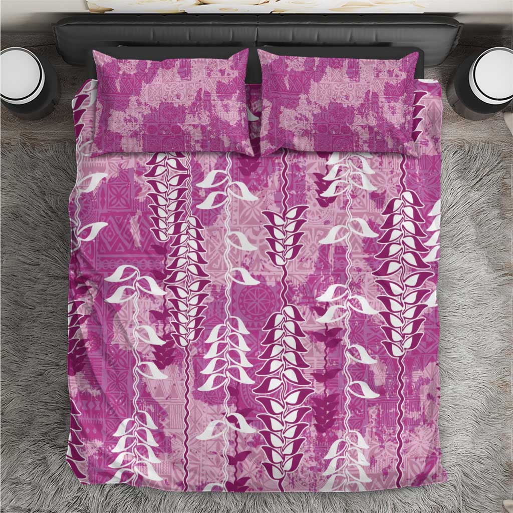 Magenta Hawaii Tapa Pattern Bedding Set With Heliconia Vintage Style LT05 Magenta - Polynesian Pride