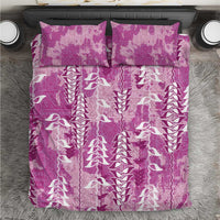 Magenta Hawaii Tapa Pattern Bedding Set With Heliconia Vintage Style LT05 Magenta - Polynesian Pride