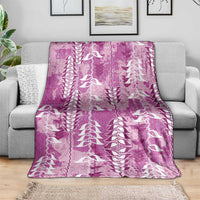 Magenta Hawaii Tapa Pattern Blanket With Heliconia Vintage Style LT05 - Polynesian Pride