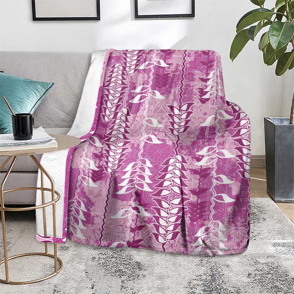 Magenta Hawaii Tapa Pattern Blanket With Heliconia Vintage Style LT05 - Polynesian Pride