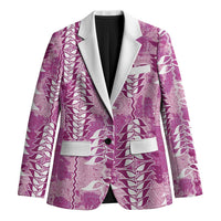 Magenta Hawaii Tapa Pattern Blazer With Heliconia Vintage Style LT05 Unisex Magenta - Polynesian Pride