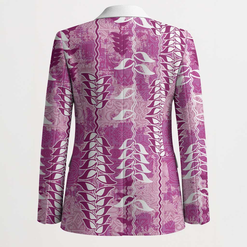 Magenta Hawaii Tapa Pattern Blazer With Heliconia Vintage Style LT05 - Polynesian Pride