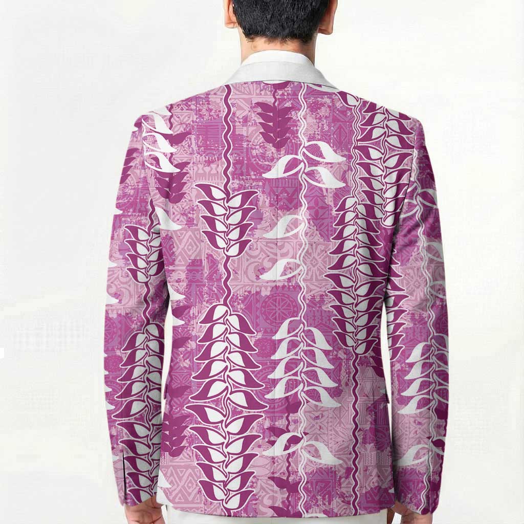 Magenta Hawaii Tapa Pattern Blazer With Heliconia Vintage Style LT05 - Polynesian Pride