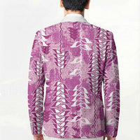 Magenta Hawaii Tapa Pattern Blazer With Heliconia Vintage Style LT05 - Polynesian Pride