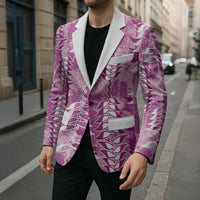 Magenta Hawaii Tapa Pattern Blazer With Heliconia Vintage Style LT05 - Polynesian Pride