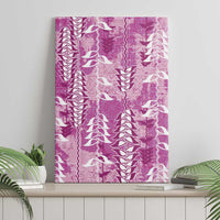 Magenta Hawaii Tapa Pattern Canvas Wall Art With Heliconia Vintage Style LT05 - Polynesian Pride