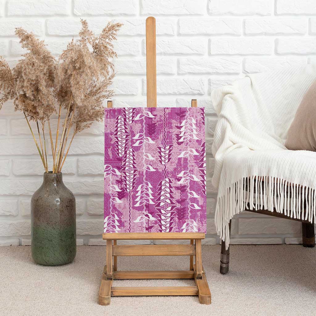 Magenta Hawaii Tapa Pattern Canvas Wall Art With Heliconia Vintage Style LT05 - Polynesian Pride