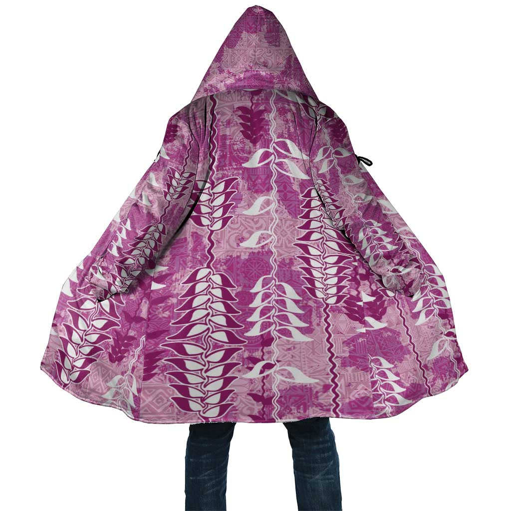 Magenta Hawaii Tapa Pattern Cloak With Heliconia Vintage Style LT05 Unisex Magenta - Polynesian Pride