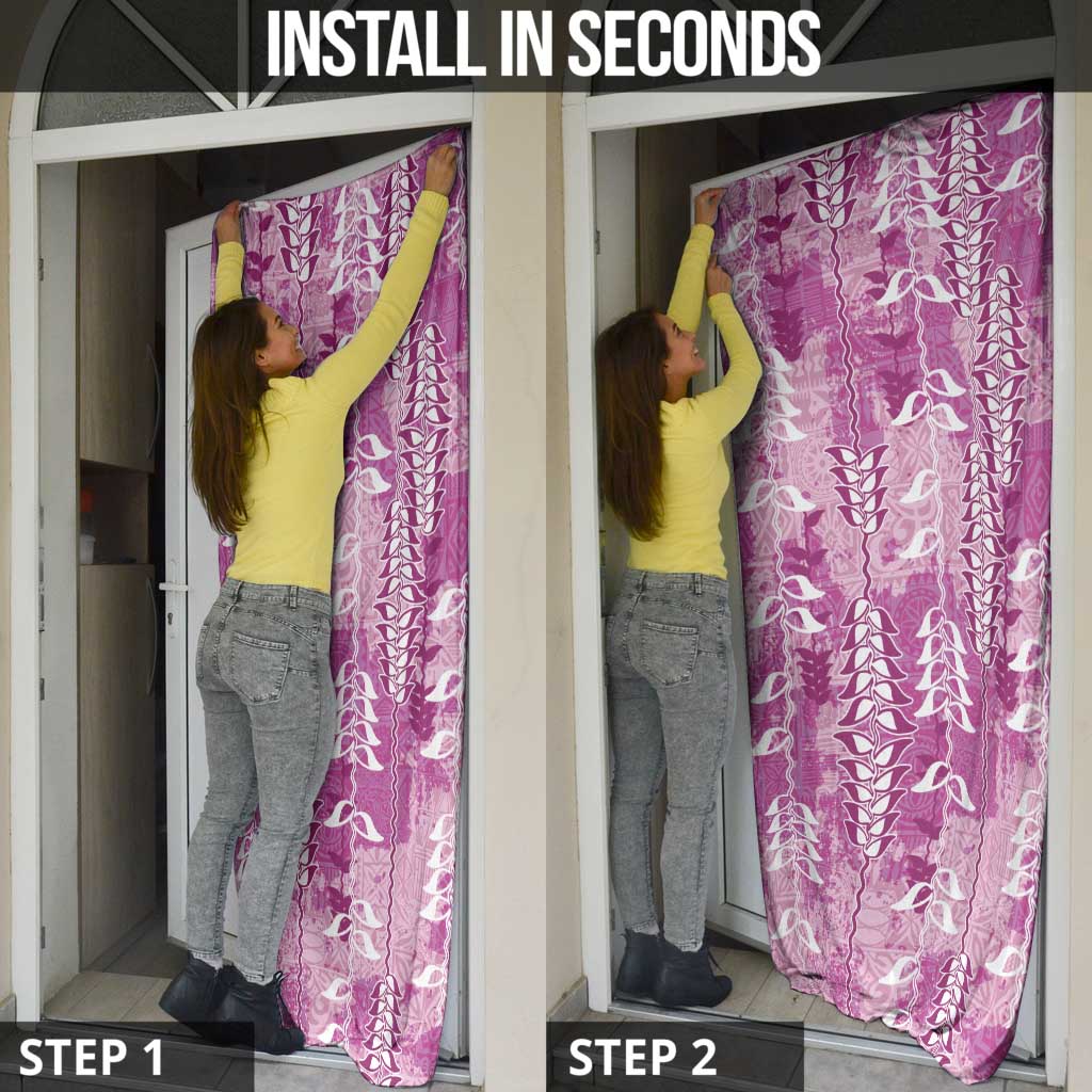 Magenta Hawaii Tapa Pattern Door Cover With Heliconia Vintage Style LT05 - Polynesian Pride