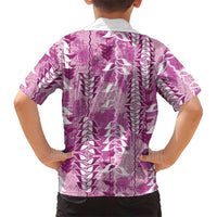 Magenta Hawaii Tapa Pattern Family Matching Summer Maxi Dress and Hawaiian Shirt With Heliconia Vintage Style LT05 - Polynesian Pride