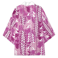 Magenta Hawaii Tapa Pattern Kimono With Heliconia Vintage Style LT05 - Polynesian Pride