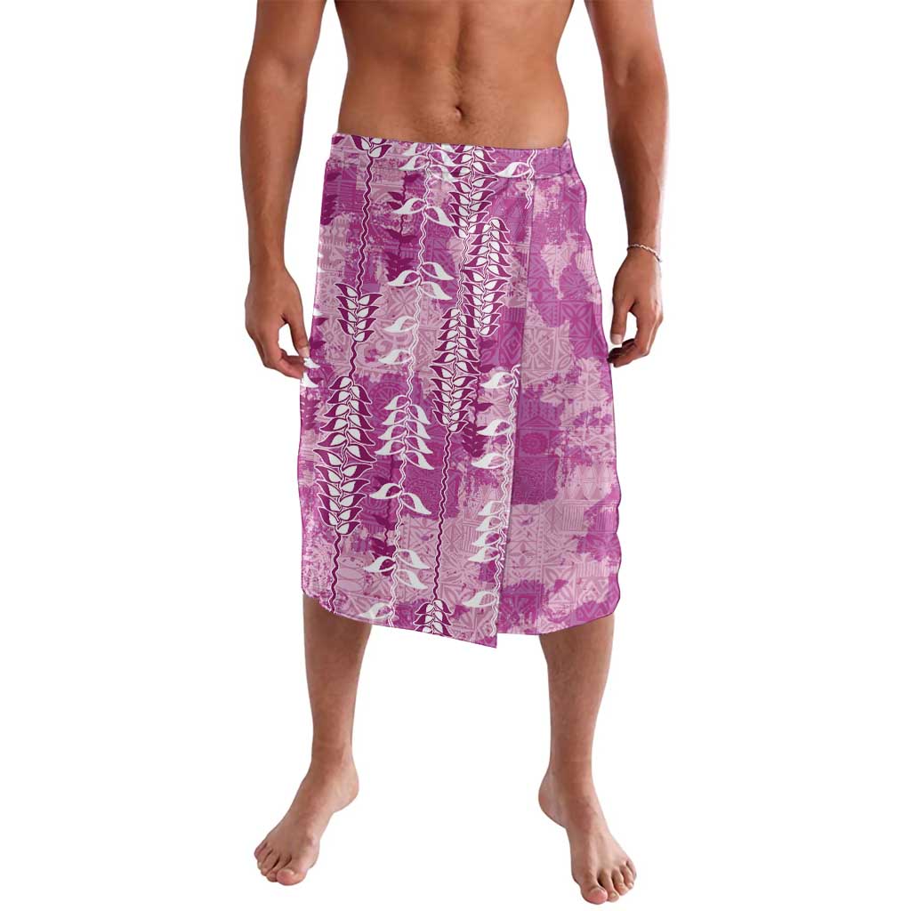 Magenta Hawaii Tapa Pattern Lavalava With Heliconia Vintage Style LT05 Magenta - Polynesian Pride