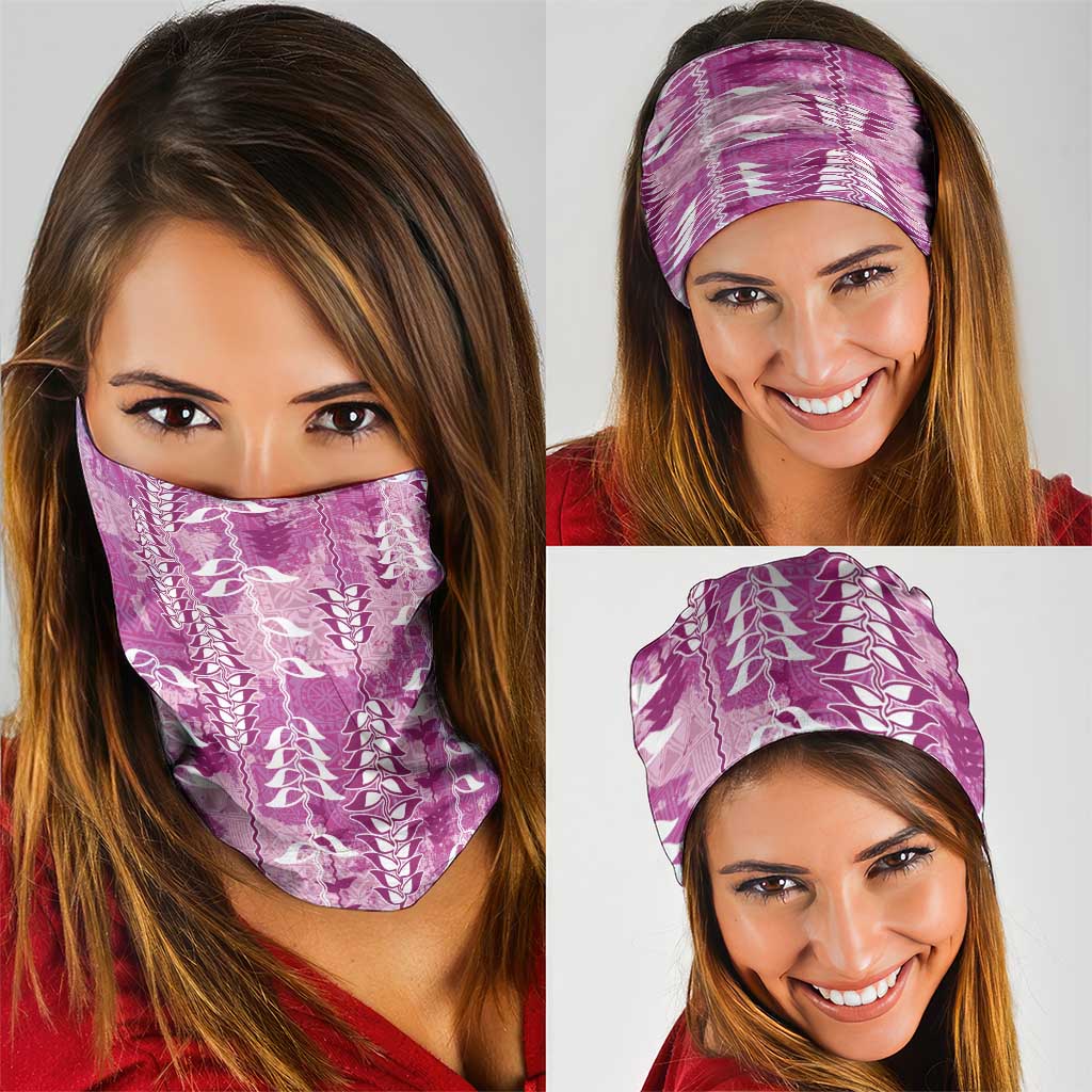 Magenta Hawaii Tapa Pattern Neck Gaiter With Heliconia Vintage Style LT05 - Polynesian Pride