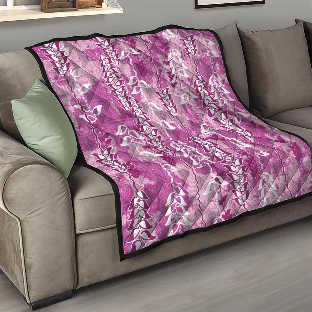 Magenta Hawaii Tapa Pattern Quilt With Heliconia Vintage Style LT05 - Polynesian Pride
