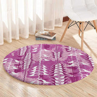 Magenta Hawaii Tapa Pattern Round Carpet With Heliconia Vintage Style LT05 - Polynesian Pride