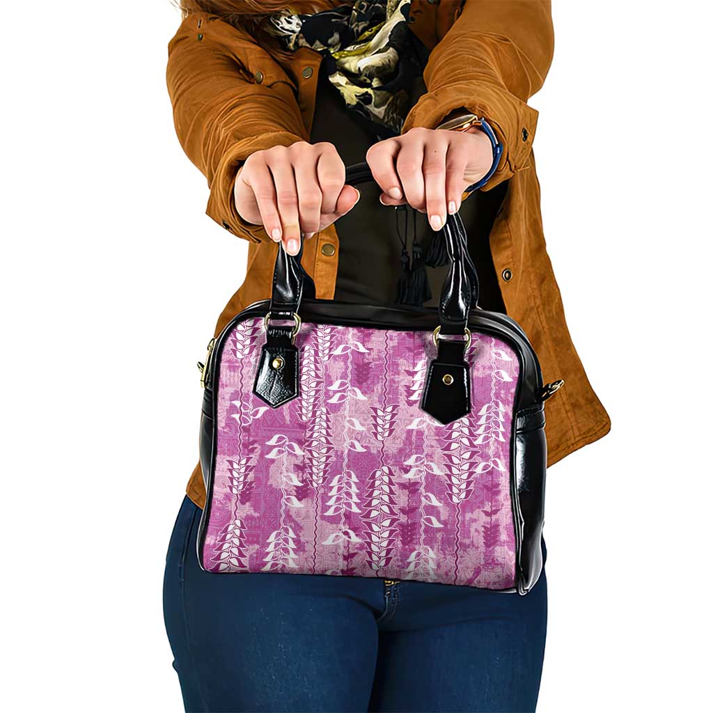 Magenta Hawaii Tapa Pattern Shoulder Handbag With Heliconia Vintage Style LT05 One Size Magenta - Polynesian Pride