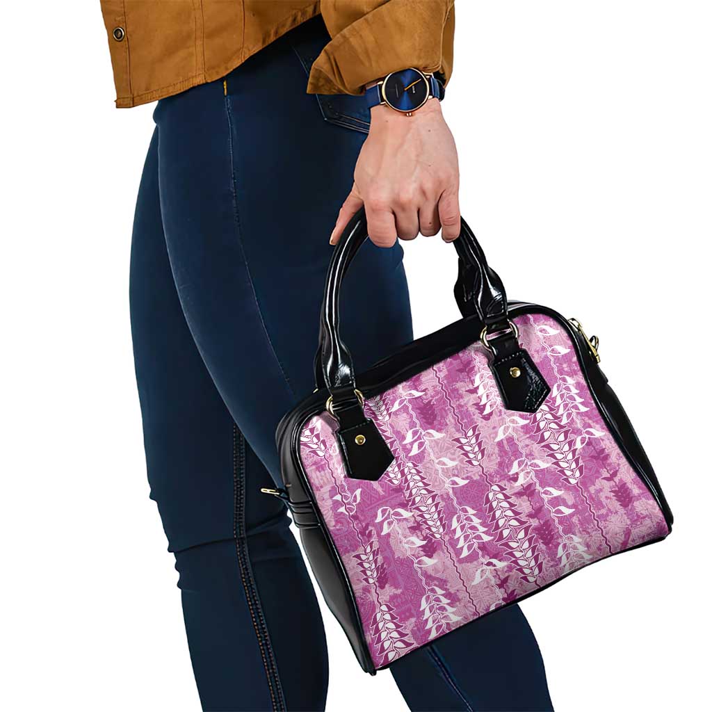 Magenta Hawaii Tapa Pattern Shoulder Handbag With Heliconia Vintage Style LT05 - Polynesian Pride