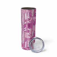 Magenta Hawaii Tapa Pattern Skinny Tumbler With Heliconia Vintage Style LT05 - Polynesian Pride