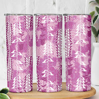 Magenta Hawaii Tapa Pattern Skinny Tumbler With Heliconia Vintage Style LT05 - Polynesian Pride
