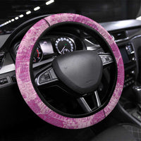 Magenta Hawaii Tapa Pattern Steering Wheel Cover With Heliconia Vintage Style