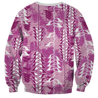 Magenta Hawaii Tapa Pattern Sweatshirt With Heliconia Vintage Style LT05 - Polynesian Pride