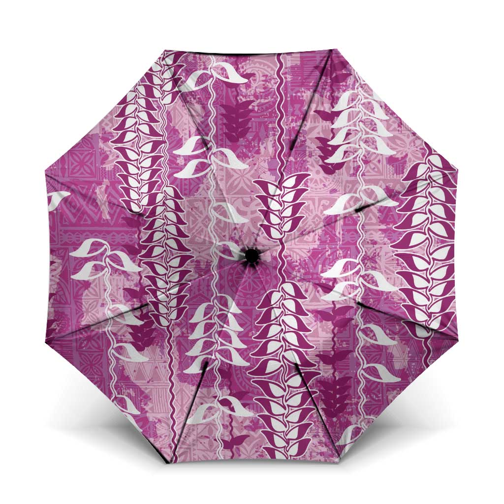 Magenta Hawaii Tapa Pattern Umbrella With Heliconia Vintage Style LT05 One Size Folded 11.42 inch Opened Diameter 37.4 inch Magenta - Polynesian Pride