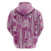 Magenta Hawaii Tapa Pattern Zip Hoodie With Heliconia Vintage Style LT05 - Polynesian Pride
