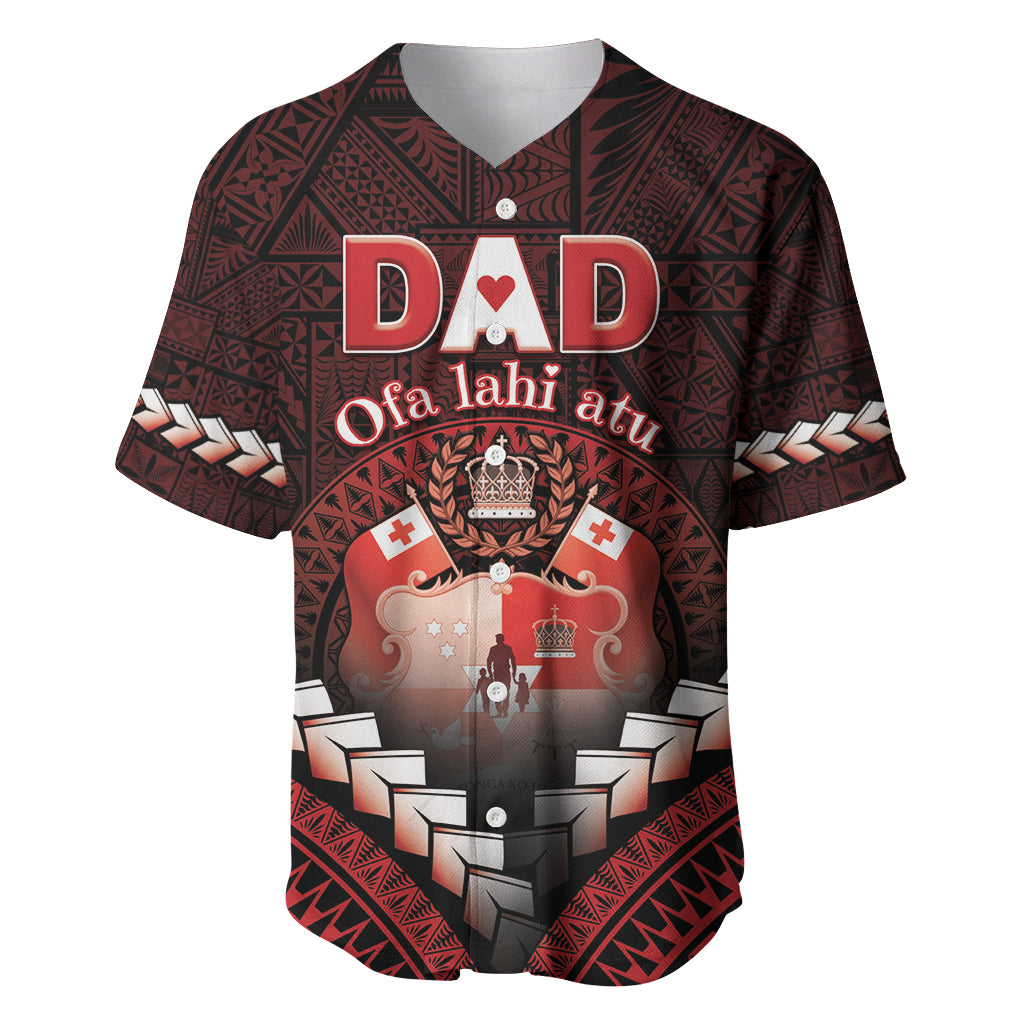 Personalised Tonga Happy Father's Day Baseball Jersey Ofa Lahi Atu Dad Polynesian Tribal