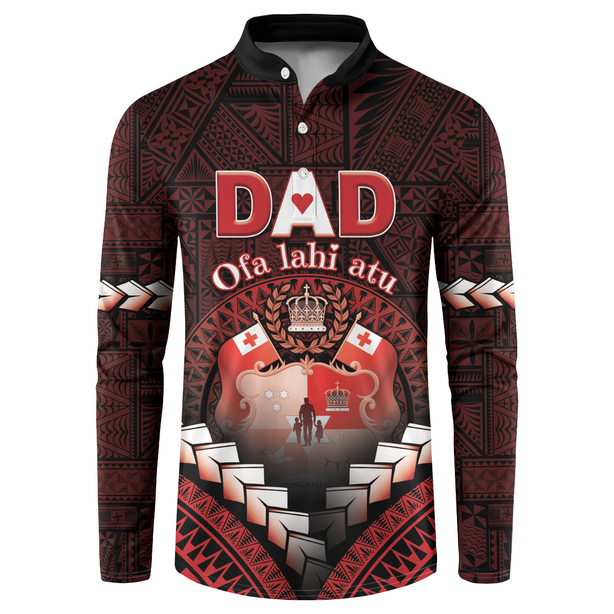 Personalised Tonga Happy Father's Day Button Sweatshirt Ofa Lahi Atu Dad Polynesian Tribal