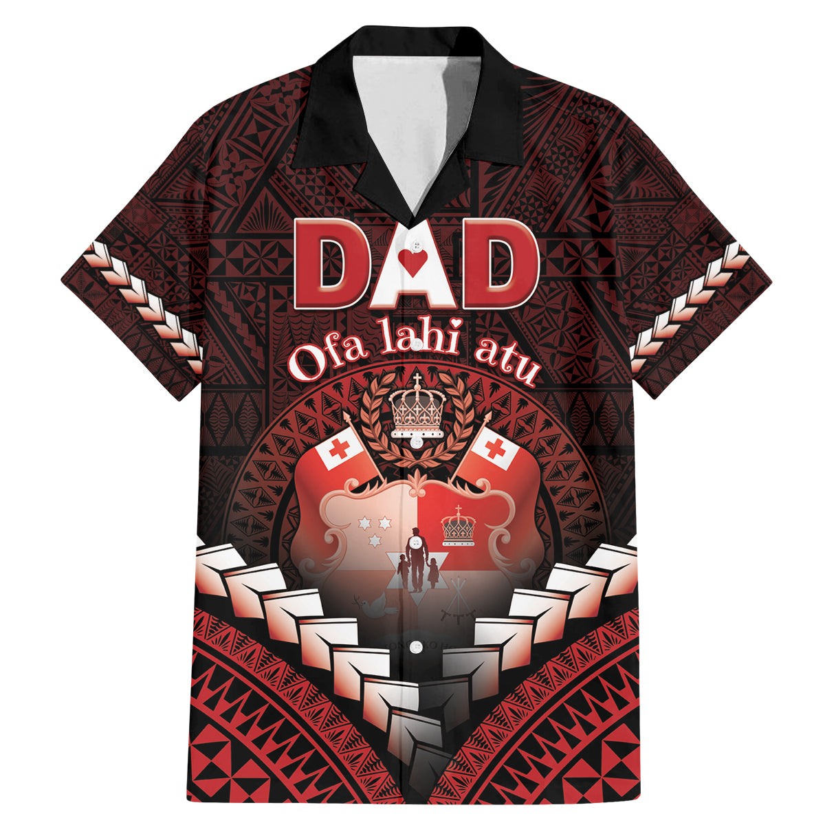 Personalised Tonga Happy Father's Day Family Matching Mermaid Dress and Hawaiian Shirt Ofa Lahi Atu Dad Polynesian Tribal