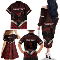Personalised Tonga Happy Father's Day Family Matching Off The Shoulder Long Sleeve Dress and Hawaiian Shirt Ofa Lahi Atu Dad Polynesian Tribal