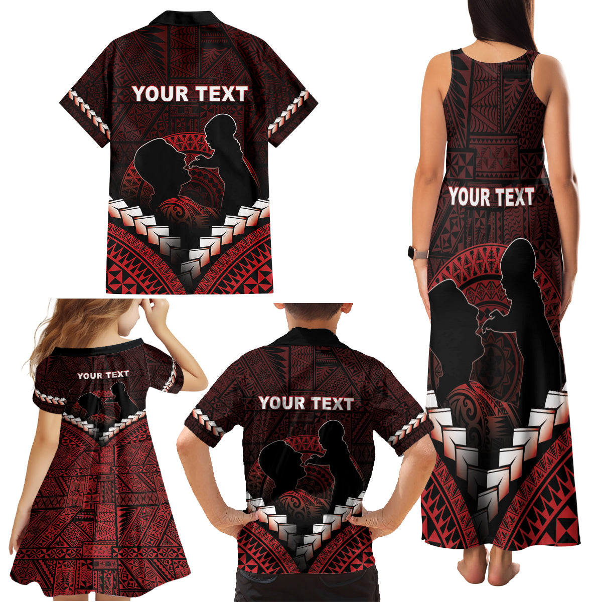Personalised Tonga Happy Father's Day Family Matching Tank Maxi Dress and Hawaiian Shirt Ofa Lahi Atu Dad Polynesian Tribal