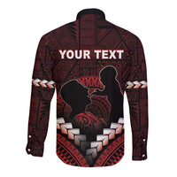 Personalised Tonga Happy Father's Day Long Sleeve Button Shirt Ofa Lahi Atu Dad Polynesian Tribal