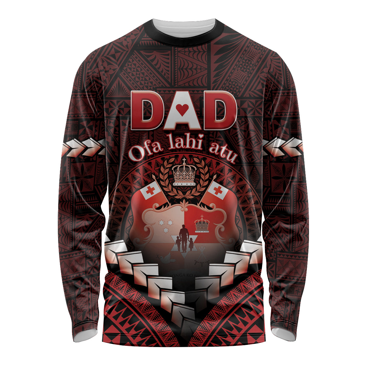 Personalised Tonga Happy Father's Day Long Sleeve Shirt Ofa Lahi Atu Dad Polynesian Tribal