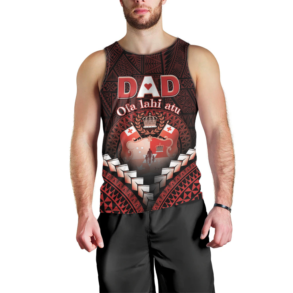Personalised Tonga Happy Father's Day Men Tank Top Ofa Lahi Atu Dad Polynesian Tribal