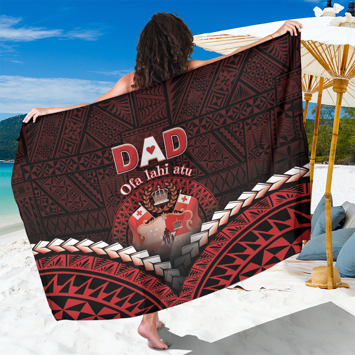 Tonga Happy Father's Day Sarong Ofa Lahi Atu Dad Polynesian Tribal
