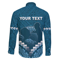 Personalised Fiji Happy Father's Day Family Matching Off The Shoulder Long Sleeve Dress and Hawaiian Shirt Au Lomani Iko Dad Polynesian Tribal