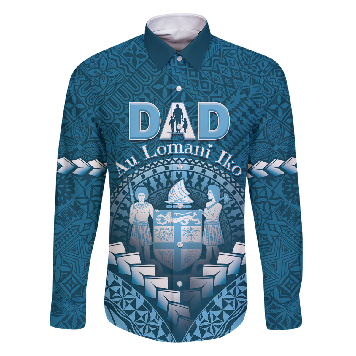 Personalised Fiji Happy Father's Day Family Matching Puletasi and Hawaiian Shirt Au Lomani Iko Dad Polynesian Tribal