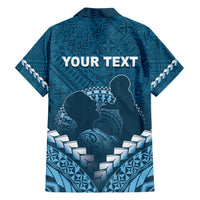 Personalised Fiji Happy Father's Day Family Matching Short Sleeve Bodycon Dress and Hawaiian Shirt Au Lomani Iko Dad Polynesian Tribal